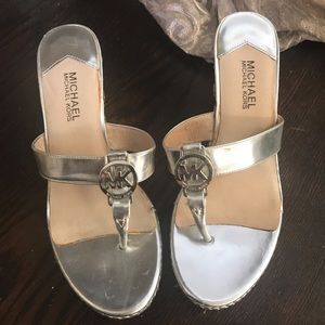 Michael Kors Silver Espadrille Sandal size 8 1/2